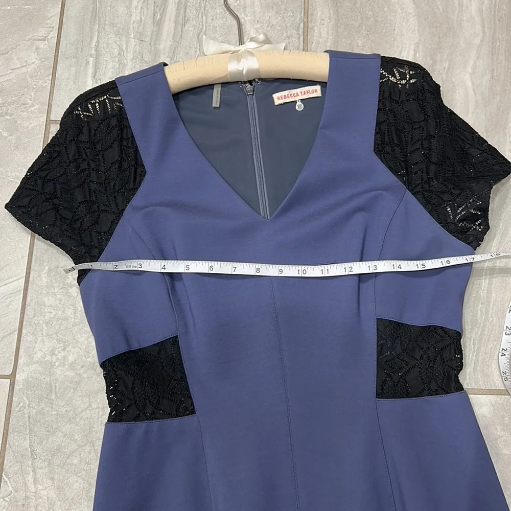 Rebecca Taylor purple professional dress black lace inserts 10 8 - Picture 8 of 10